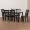 Baxton Studio Minette Gray Upholstered and Espresso Wood 7-Piece Dining Set 166-10522-10519 - alternate 2